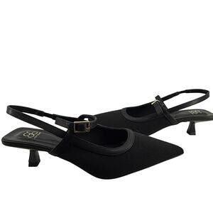 Cosy Island Slingback Heels Women’s 7.5 Black Pointed Toe Ankle Strap